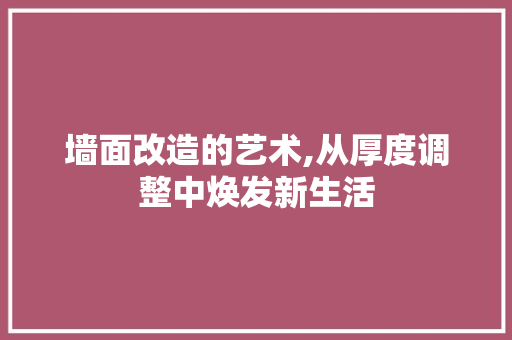 墙面改造的艺术,从厚度调整中焕发新生活