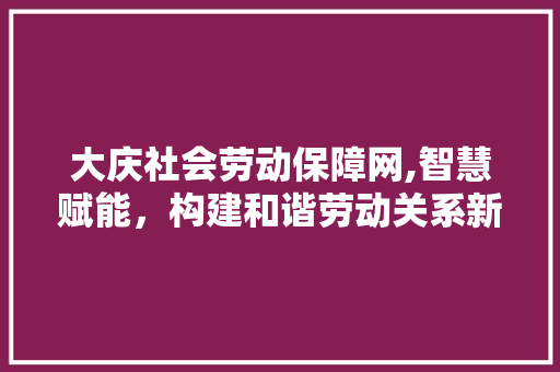 大庆社会劳动保障网,智慧赋能，构建和谐劳动关系新篇章