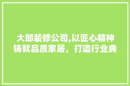 大郎装修公司,以匠心精神铸就品质家居，打造行业典范