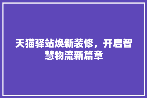天猫驿站焕新装修，开启智慧物流新篇章