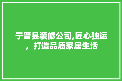 宁晋县装修公司,匠心独运，打造品质家居生活