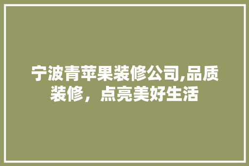 宁波青苹果装修公司,品质装修，点亮美好生活