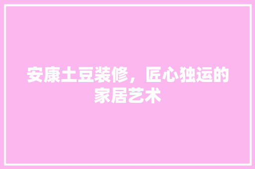 安康土豆装修，匠心独运的家居艺术