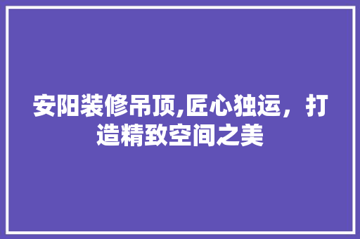 安阳装修吊顶,匠心独运，打造精致空间之美