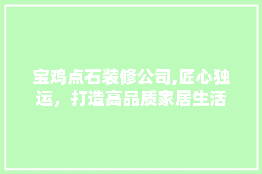 宝鸡点石装修公司,匠心独运，打造高品质家居生活