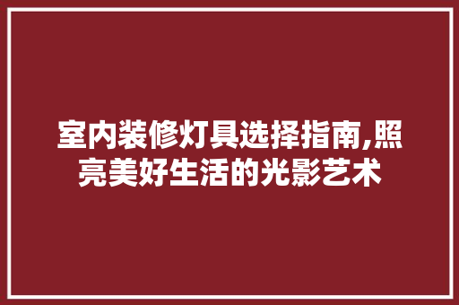 室内装修灯具选择指南,照亮美好生活的光影艺术