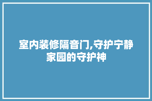 室内装修隔音门,守护宁静家园的守护神