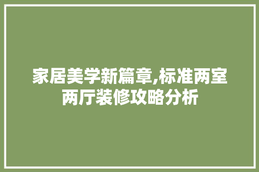 家居美学新篇章,标准两室两厅装修攻略分析