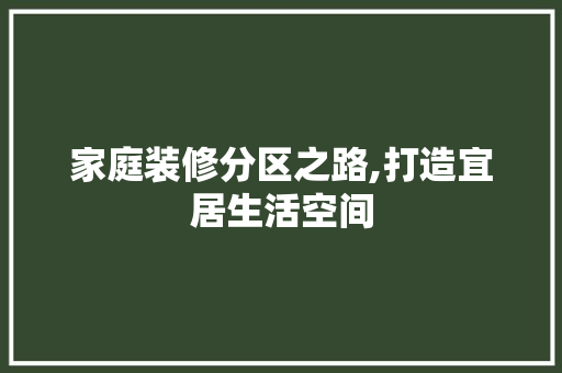 家庭装修分区之路,打造宜居生活空间