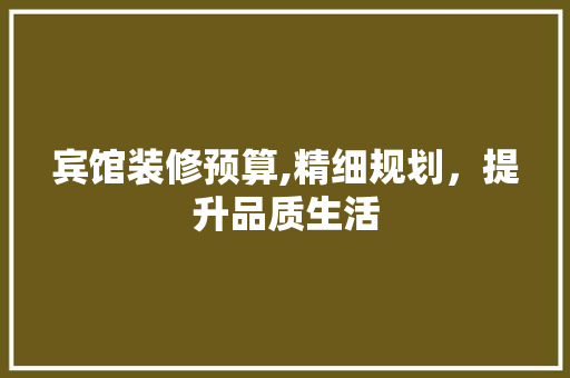 宾馆装修预算,精细规划，提升品质生活