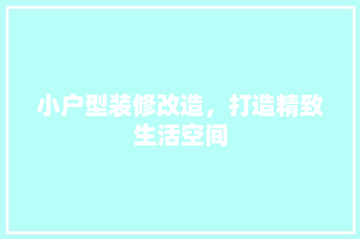 小户型装修改造，打造精致生活空间