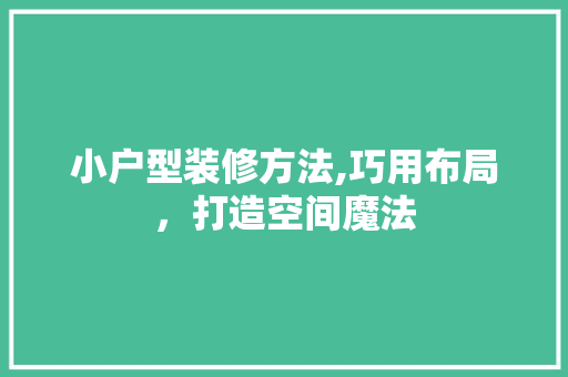 小户型装修方法,巧用布局，打造空间魔法