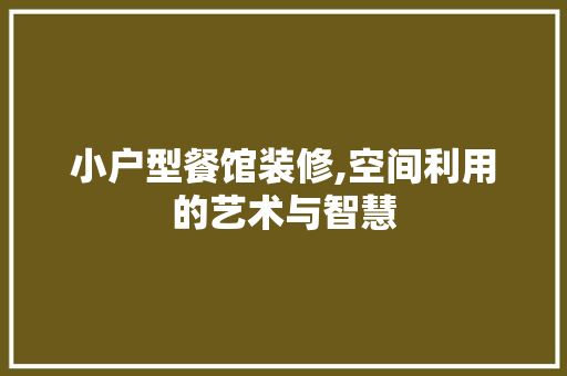 小户型餐馆装修,空间利用的艺术与智慧