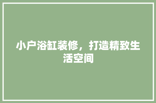 小户浴缸装修，打造精致生活空间