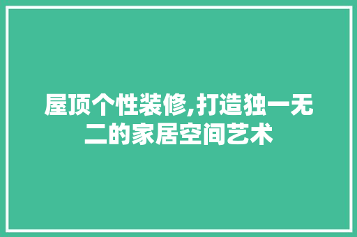 屋顶个性装修,打造独一无二的家居空间艺术