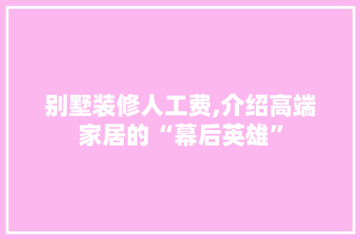 别墅装修人工费,介绍高端家居的“幕后英雄”