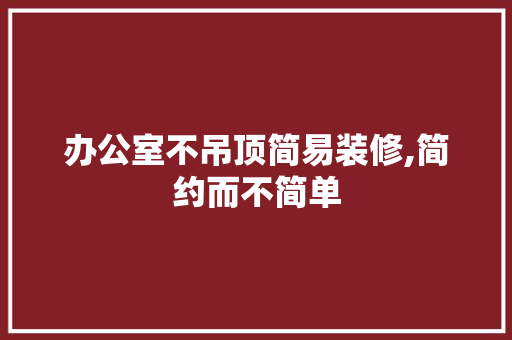 办公室不吊顶简易装修,简约而不简单