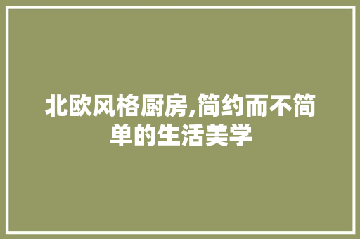 北欧风格厨房,简约而不简单的生活美学