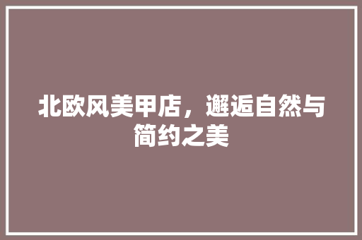 北欧风美甲店，邂逅自然与简约之美
