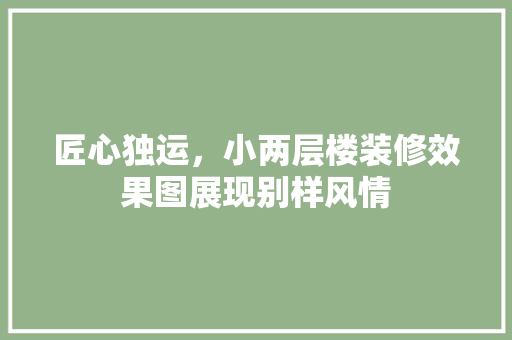 匠心独运，小两层楼装修效果图展现别样风情