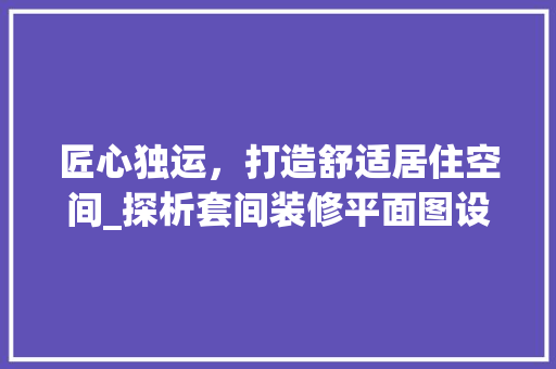 匠心独运，打造舒适居住空间_探析套间装修平面图设计