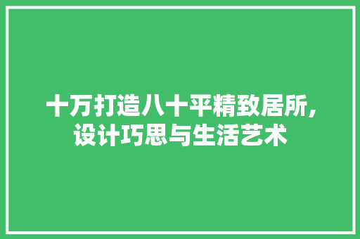 十万打造八十平精致居所,设计巧思与生活艺术