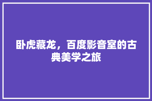 卧虎藏龙，百度影音室的古典美学之旅