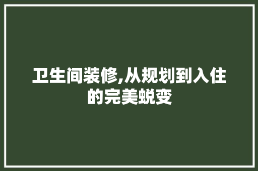 卫生间装修,从规划到入住的完美蜕变