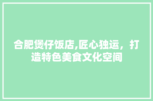 合肥煲仔饭店,匠心独运，打造特色美食文化空间
