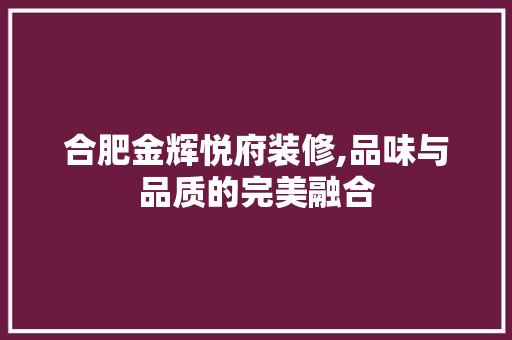 合肥金辉悦府装修,品味与品质的完美融合