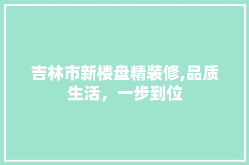 吉林市新楼盘精装修,品质生活，一步到位