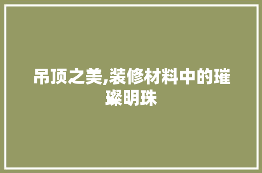 吊顶之美,装修材料中的璀璨明珠