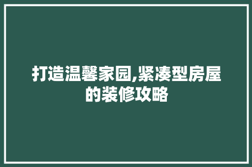 打造温馨家园,紧凑型房屋的装修攻略