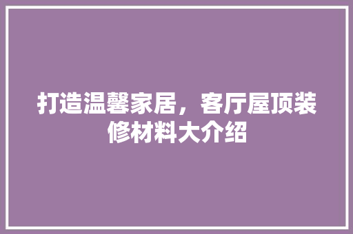 打造温馨家居，客厅屋顶装修材料大介绍