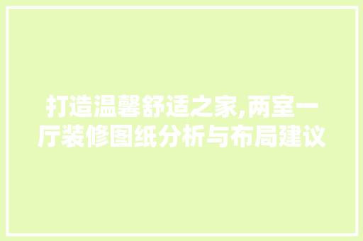 打造温馨舒适之家,两室一厅装修图纸分析与布局建议