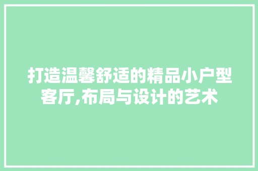 打造温馨舒适的精品小户型客厅,布局与设计的艺术