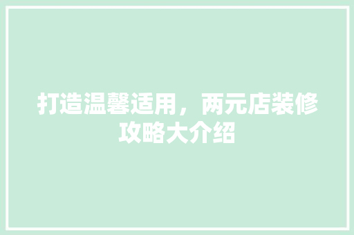 打造温馨适用，两元店装修攻略大介绍