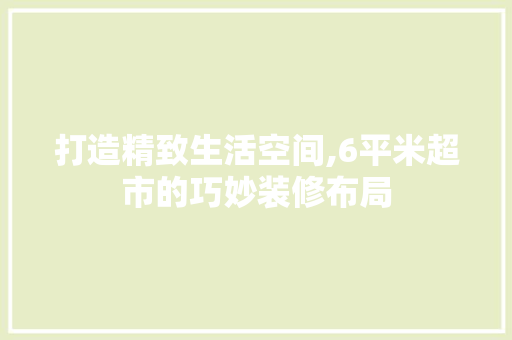 打造精致生活空间,6平米超市的巧妙装修布局