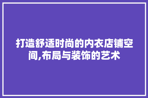 打造舒适时尚的内衣店铺空间,布局与装饰的艺术