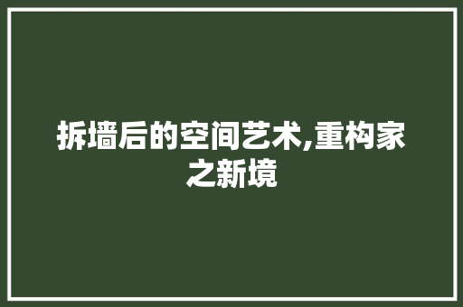 拆墙后的空间艺术,重构家之新境