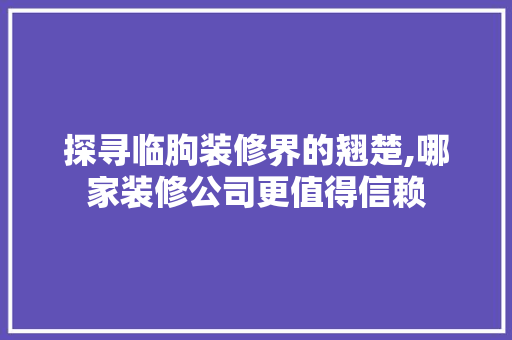 探寻临朐装修界的翘楚,哪家装修公司更值得信赖