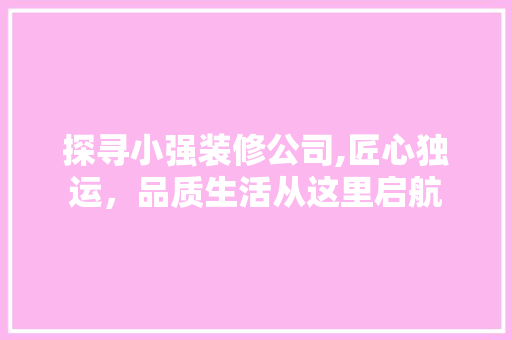 探寻小强装修公司,匠心独运，品质生活从这里启航