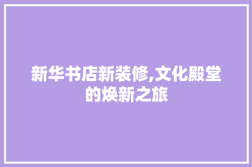 新华书店新装修,文化殿堂的焕新之旅