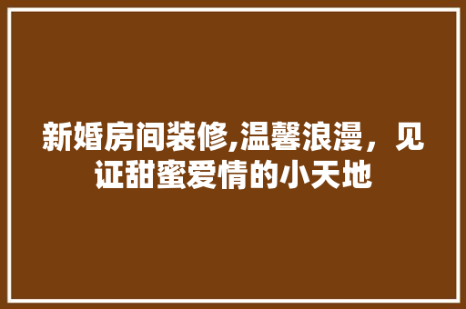 新婚房间装修,温馨浪漫，见证甜蜜爱情的小天地