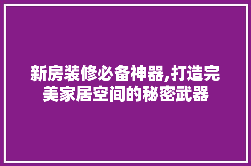 新房装修必备神器,打造完美家居空间的秘密武器