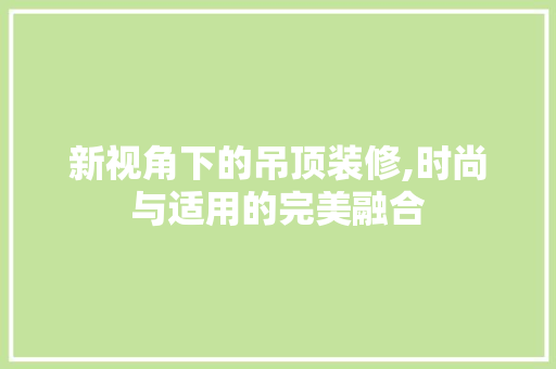 新视角下的吊顶装修,时尚与适用的完美融合