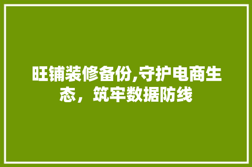 旺铺装修备份,守护电商生态，筑牢数据防线