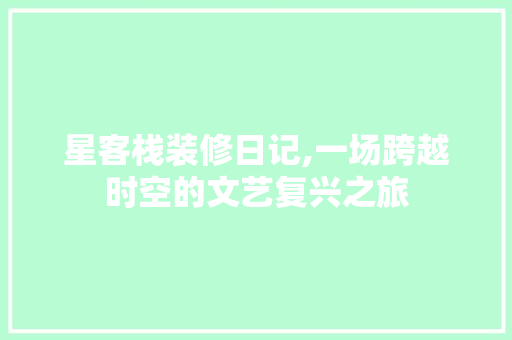 星客栈装修日记,一场跨越时空的文艺复兴之旅