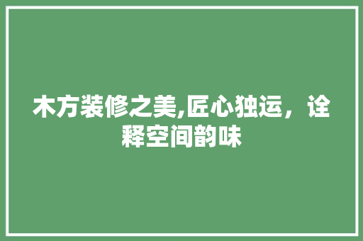 木方装修之美,匠心独运，诠释空间韵味