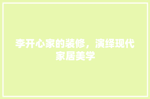 李开心家的装修，演绎现代家居美学